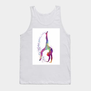 Gymnastics Tumbling Girl Watercolor Silhouette Tank Top